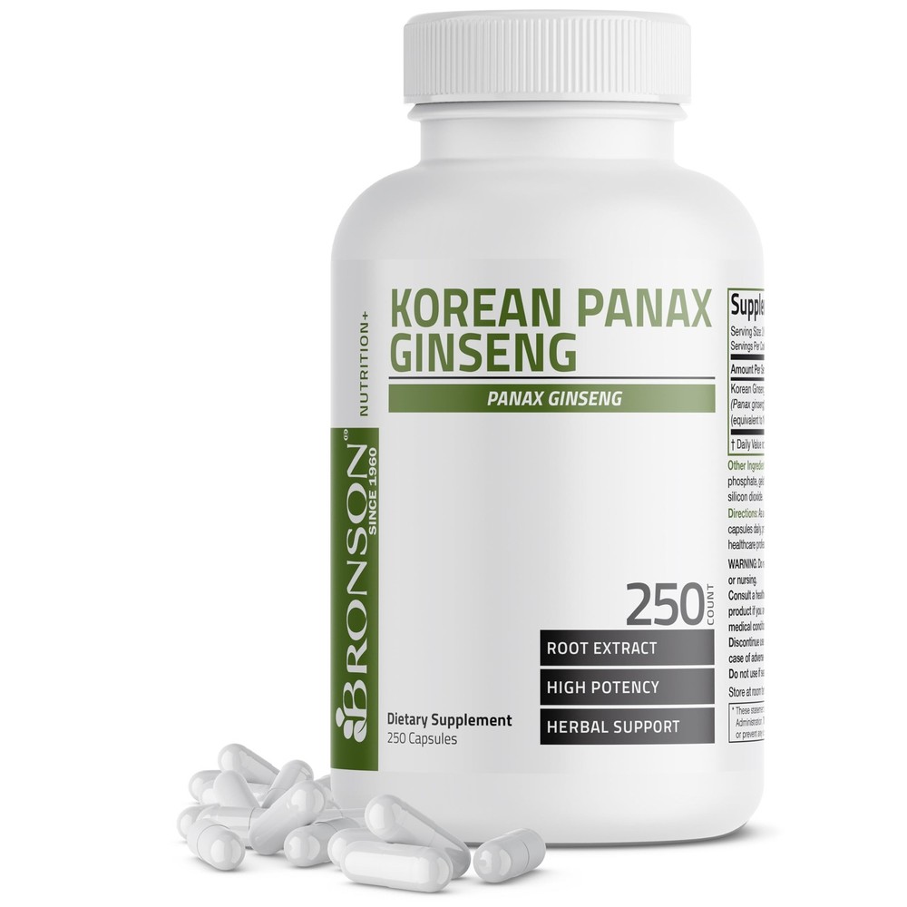 Bronson Korean Panax Ginseng Supports Energy, Endurance 250 Count (Pack of 1)