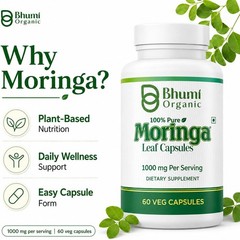 Moringa Powder Capsules 800mg of Pure Nutrient-Rich Moringa Powder 60