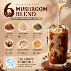 Mushroom Coffee Creamer, Adaptogenic 6 Mushrooms with Lion’s Mane, Reishi, Cordy