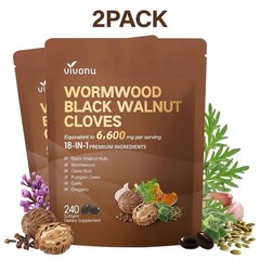 2Pk Wormwood Black Walnut Cloves 6600mg 18-in-1 Detox Softgels 480 Ct