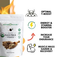 Organic Raw Black Maca Root Powder 16oz – Energy, Endurance, Superfood, Vegan, N