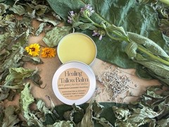 Organic Healing Balm Comfrey Plantain Calendula Lavender Tallow 2 Oz +TravelSz