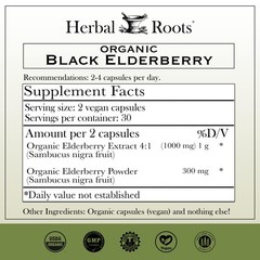 Herbal Roots Organic Black Elderberry Capsules | Max 60 Count (Pack of 1)