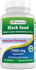Best Naturals Black Seed (Black Cumin Seed Extract 10:1) 7500 mg Equivalent- 120