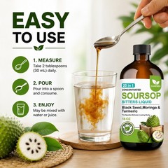 H4HERBS Soursop Bitters Liquid 3 Pack | 20-in-1 Herbal Blend | Black Seed