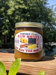 RAW HONEY & GINGER-TURMERIC-CINNAMON-BLACK SEED-PROPOLIS-POLLEN 12oz BLACKSEED