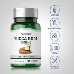 Yucca Root Capsules 1000mg | 100 Count | Non-GMO, Gluten Free | by Piping Rock