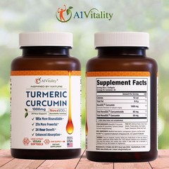 A1Vitality NovaSOL Turmeric Curcumin 1000mg – Clinically 60 Count (Pack of 1)