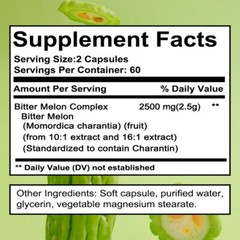 Organic Bitter Melon 120 Softgel Blood Sugar Digestive Health Support 2500mg