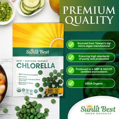 Sunlit Best USDA Organic Premium Chlorella Tablets 500 500 Count (Pack of 1)