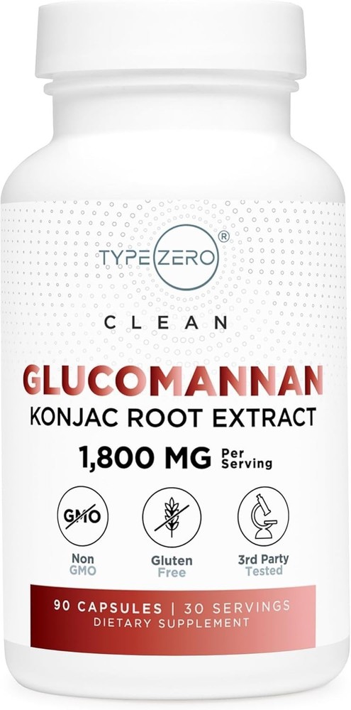 Type Zero Clean Glucomannan Konjac Root Extract (90 Capsules, 30 Servings)