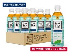 Teas’ Tea Unsweetened Mint Green Tea 16.9 Fl Oz (Pack of 12) Organic, Sugar Free