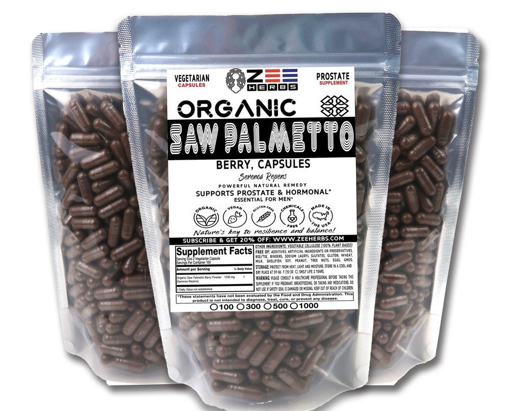 Organic Saw Palmetto Berry Capsules – 1200mg Pure Natural Saw Palmetto Berry