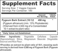 Pygeum Bark Extract Supplement – 180 Veggie Caps