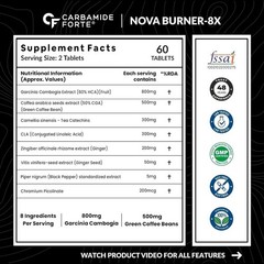 Carbamide Forte Burner 8X Pro Burner Ripped Tablet, 60 Tablets