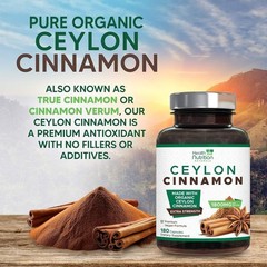 Pure Cinnamon Capsules, True Sri Lanka Certified Organic Ceylon Cinnamon Pills