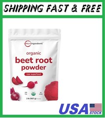 Organic Beet Root Powder, 2 Pounds | Cold Pressed, Water Soluble, High