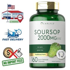 Graviola Soursop Extracto de Hoja y Fruta 2000mg Annona muricata 160 Cápsulas