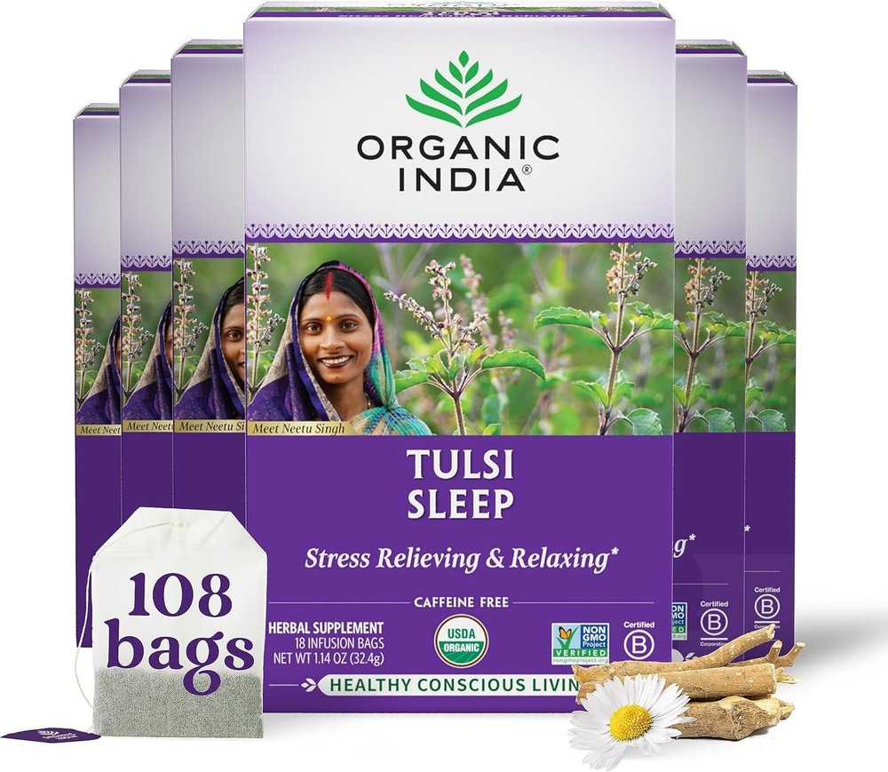 Tulsi Sleep Herbal Tea – Holy Basil, Ashwagandha, Chamomile, Night Time Tea for