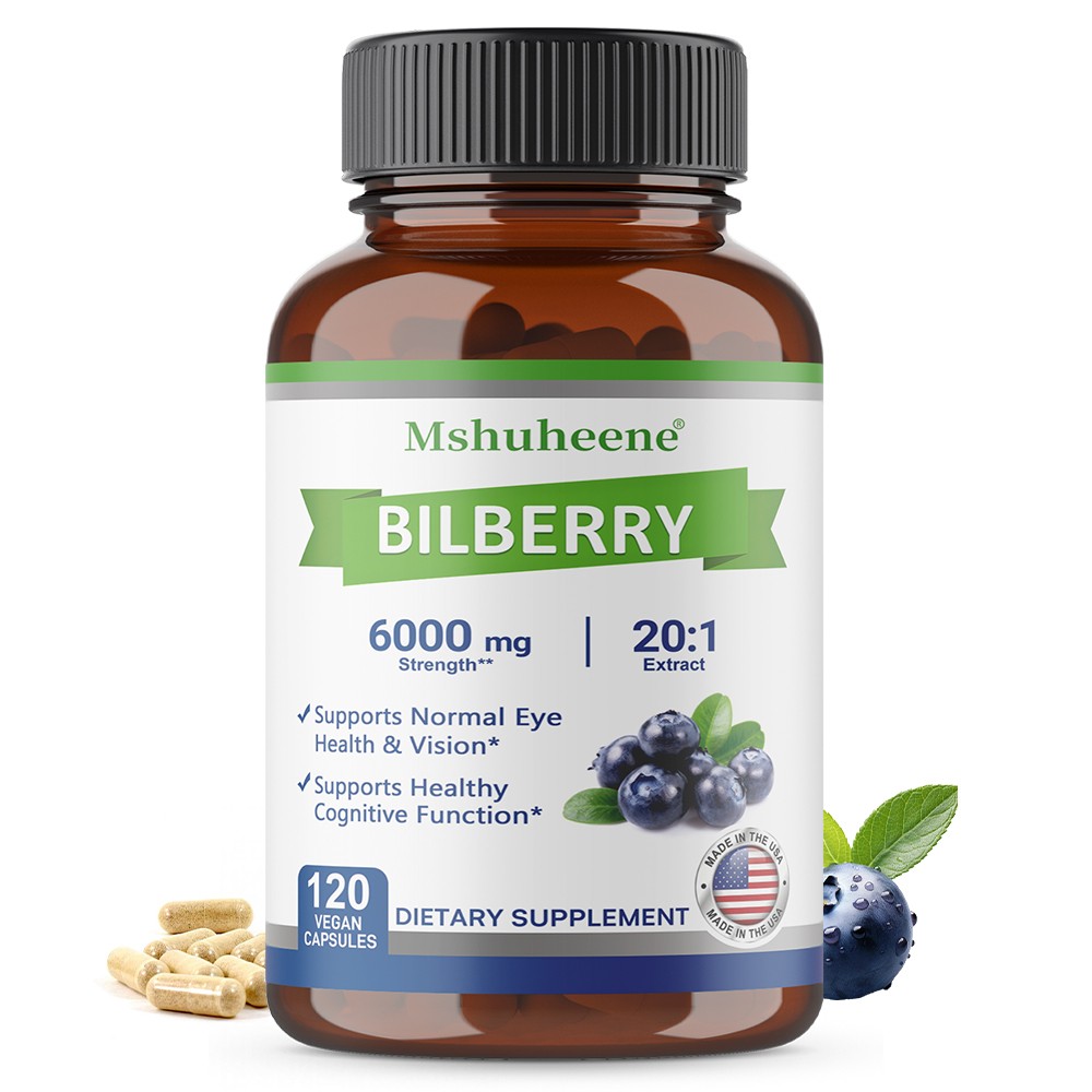 Bilberry Extract 6000 Mg 20:1 Concentrate 120 Capsules Per Bottle Supplement