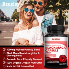 Black Maca Capsules 8050 mg 120 Caps With L-Arginine Ginseng Blend Black Pepper