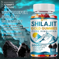 Himalayan Premium Pure Shilajit 60 Gummies, Herbal Supplement, IMPROVES VIGOR