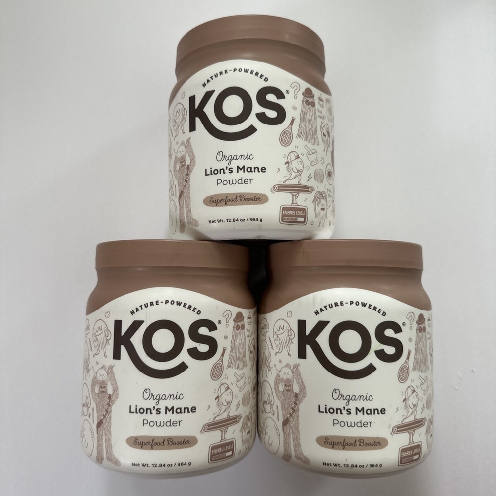 (3) Organic Lion’s Mane Powder 12.84 OZ By Kos – Exp 10/2027 – Sealed
