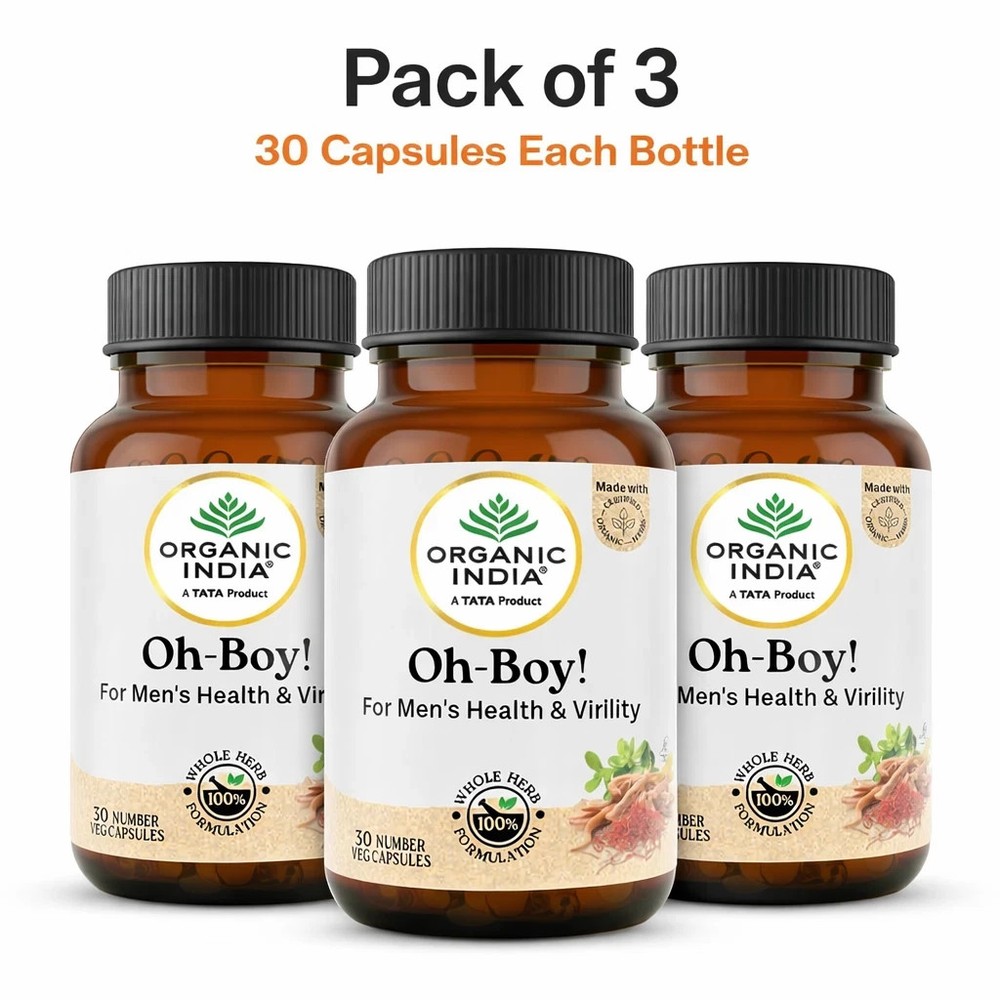 Organic India OH Boy 30 Veg Capsules Ayurvedic Men Vitality Herbal 3 Pack