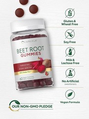 Beet Root Gummies | 60 Count | Vegan Strawberry Flavored | Non-GMO | by Carlyle