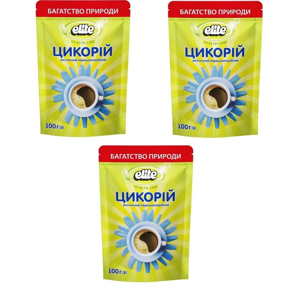 3xChicory Root Powder /Elite 100g Each |Caffeine-Free Drink | Zip Pack | Цикорий