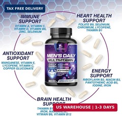 Multivitamin for Men Vitamin A, C, D, E, Zinc, Calcium, Multivitamins for Immune