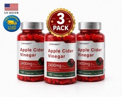 3 Pack Apple Cider Vinegar 2400mg 450 Caps Weight Loss Detox Gut Health USA