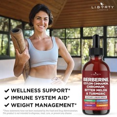 Berberine with Ceylon Cinnamon Supplement Liquid Drops + Bitter Melon Extract