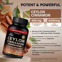 Pure Ceylon Cinnamon Capsules – Enhance Heart Blood Circulation – 120 Capsules