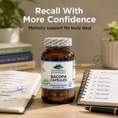 Pure Mountain Bacopa Monnieri Capsules – Organic Bacopa & Extract 20% Bacosides