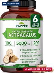 Zazzee Extra Strength Astragalus Root 20:1 Extract, 70% Polysaccharides | 180 Ve