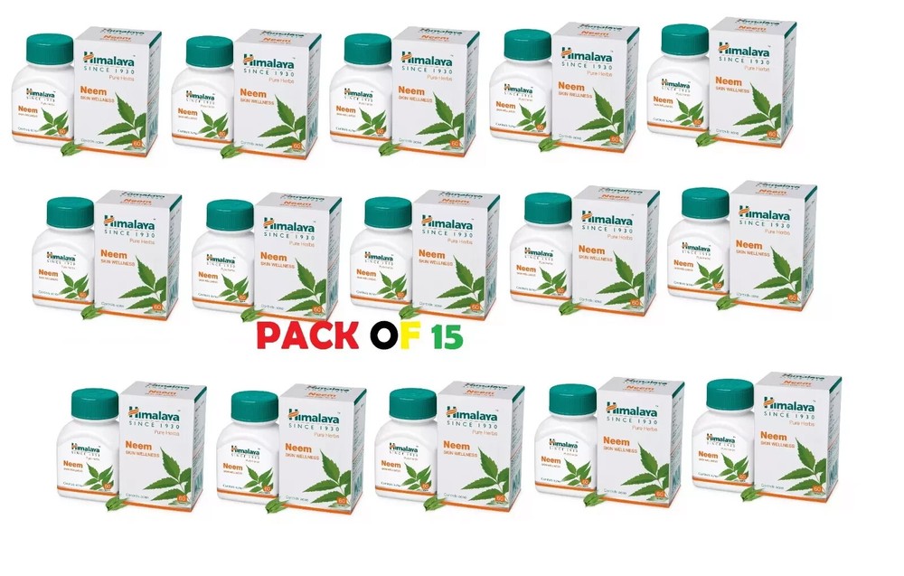 🌿 Himalaya Neem Tablets – Pack of 15 (60 Tablets Each) | Expiry 03/2028 🌱