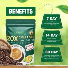 FITGUM 20X Collagen Chia 11 in 1 Coffee Mix
