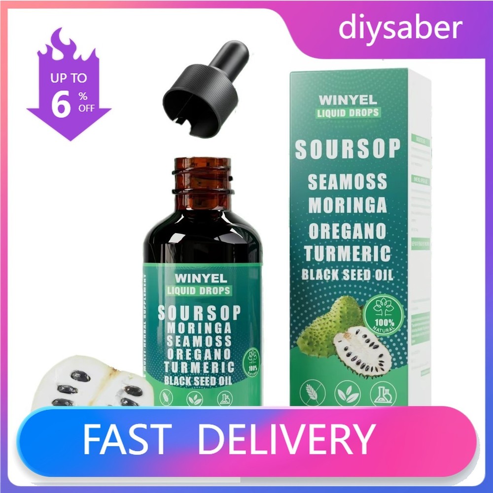 Natural Pure Soursop 10 in 1 Liquid DropsExtract-Seamoss Moringa Black Seed Oil