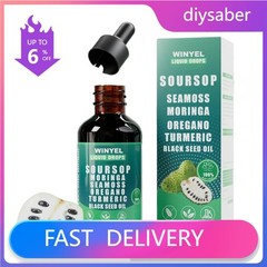Natural Pure Soursop 10 in 1 Liquid DropsExtract-Seamoss Moringa Black Seed Oil