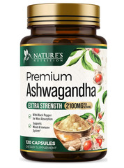 Organic Ashwagandha Capsules 2100mg Supplement w/ Black Pepper Root Powder