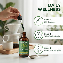 Nutrapure Mullein Extract Drops for Lung, Organic Mullein Leaf Supplement Suppor