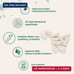 Micro Ingredients Pure Methylated Multivitamin for Women, 240 Capsules | 32-in-1