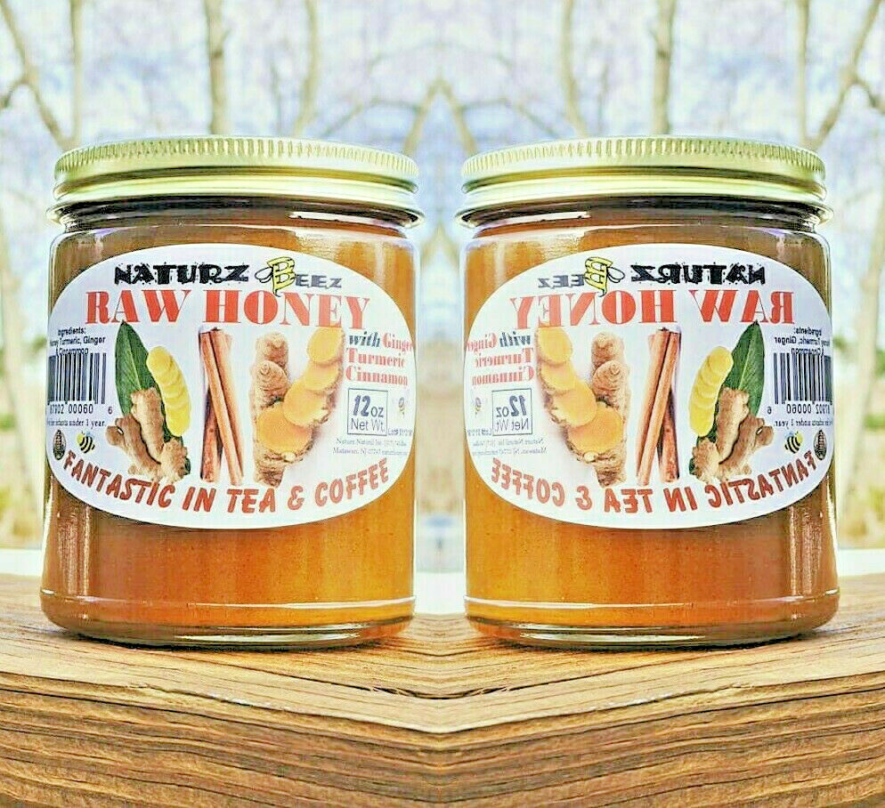 RAW HONEY with GINGER, TURMERIC, & CINNAMON (2 JARS) 12oz Each