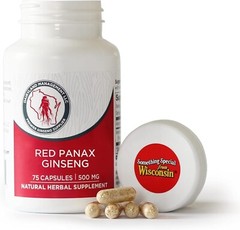 100% Authentic Korean Red Panax Ginseng 500mg Capsules – 75 Count – No Fillers,