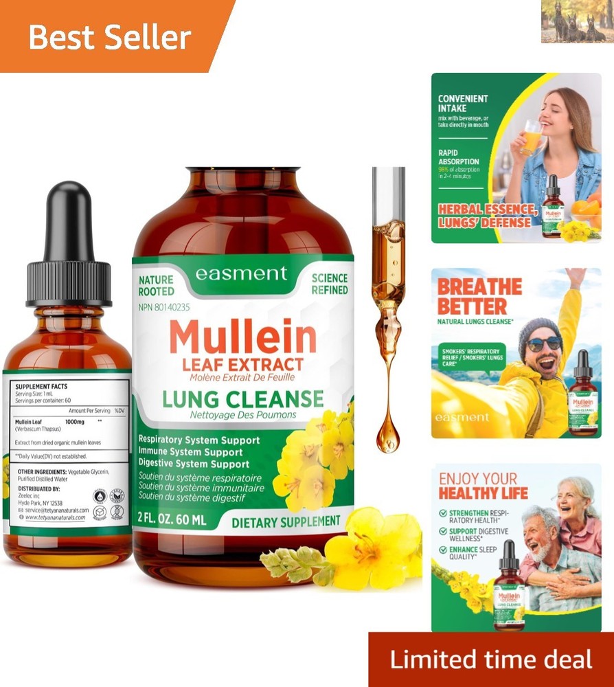 Alcohol-Free Herbal Mullein Extract Drops for Lung Comfort – & Non-Toxic