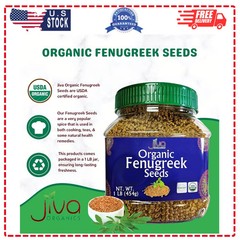 Jiva Organics Organic Whole Fenugreek Seeds 1 lb Methi Seed for Cooking Sprou…