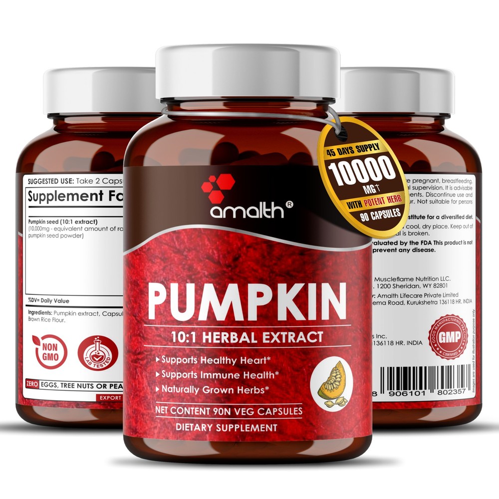Pumpkin Seed Extract Powder Immunity, Heart Support 10000mg Capsules – 90 Count
