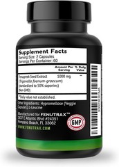 Natural Fenugreek Seed Extract Capsules 120 Count for Energy and Muscle Support