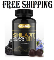 Pure Shilajit Gummies with Black Seed Oil – Energy Boost, Immune Support – 60Pcs